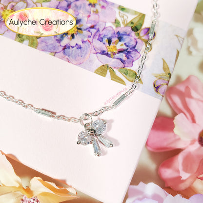 Dainty Sterling Silver 925 Cubic Zirconia Anklet 04