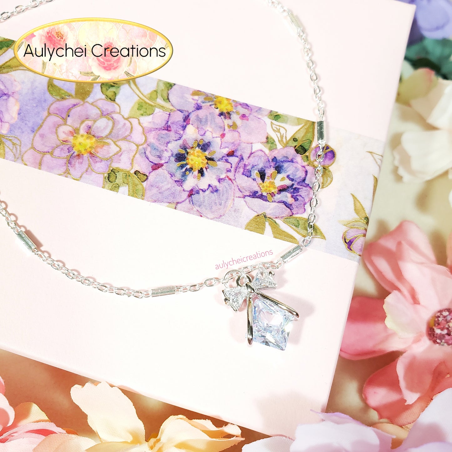 Dainty Sterling Silver 925 Cubic Zirconia Anklet 05