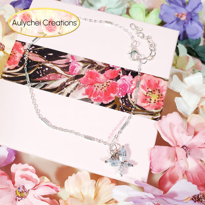 Dainty Sterling Silver 925 Cubic Zirconia Anklet 07