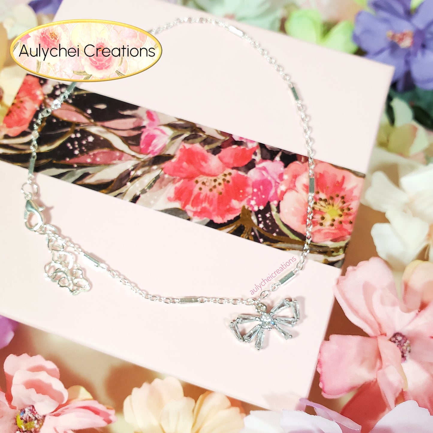 Dainty Sterling Silver 925 Cubic Zirconia Anklet 08