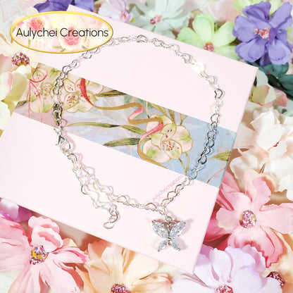 Dainty Sterling Silver 925 Cubic Zirconia Anklet 09