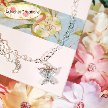 Dainty Sterling Silver 925 Cubic Zirconia Anklet 09