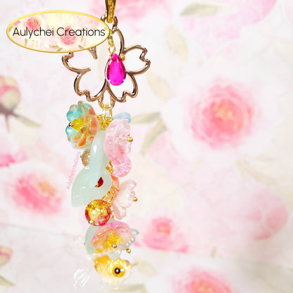 Multi-Color 3D Glass Goldfish Flower Lanyard