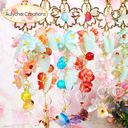 Red 3D Glass Goldfish Flower Lanyard