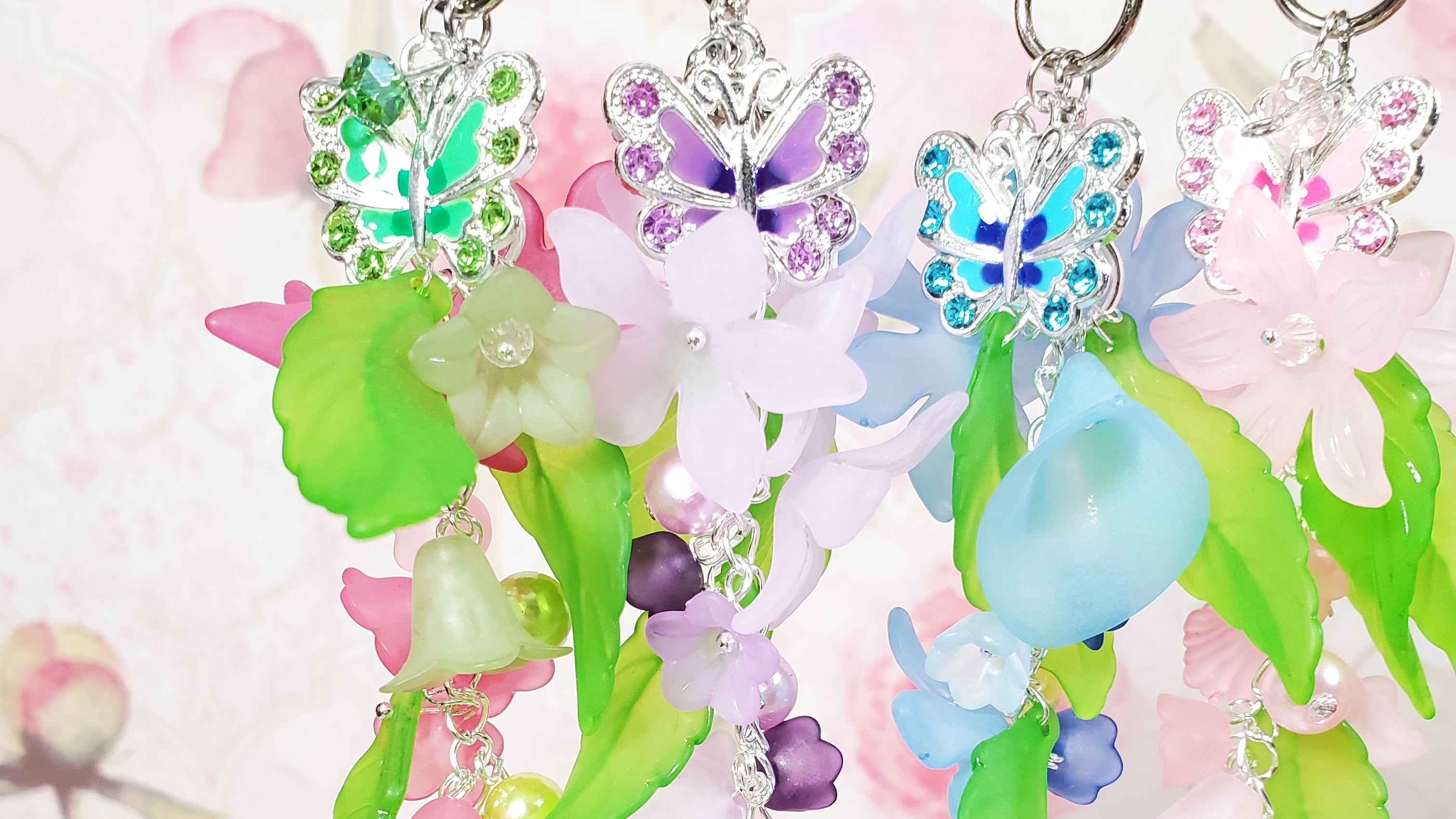 Butterfly Acrylic Flower Keychains