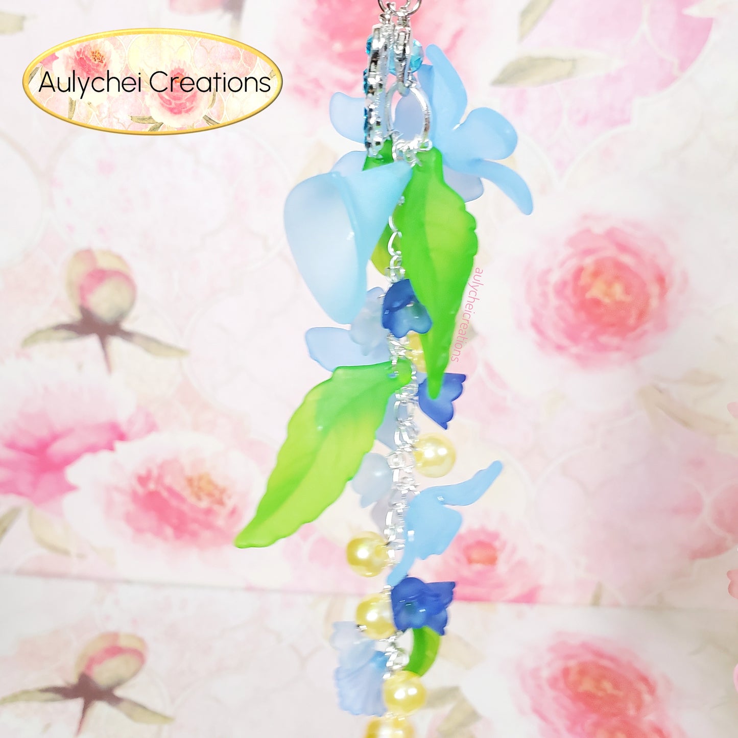 Blue Butterfly 3D Acrylic Flower Keychain