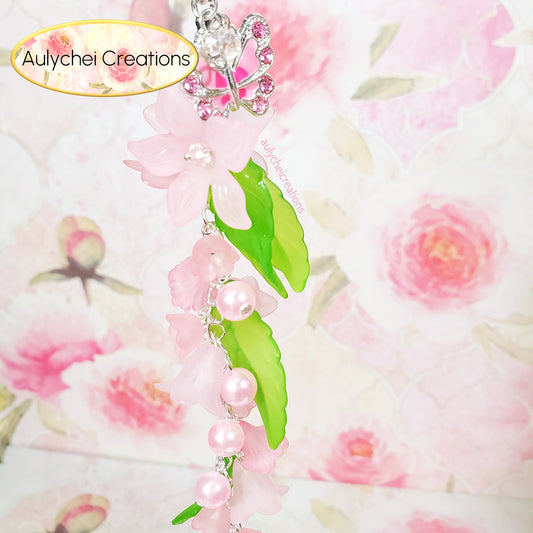 Pink Butterfly 3D Acrylic Flower Keychain