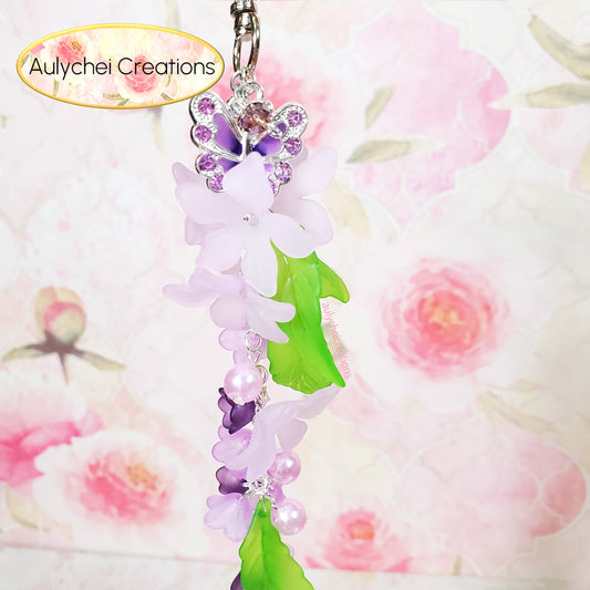 Purple Butterfly 3D Acrylic Flower Keychain