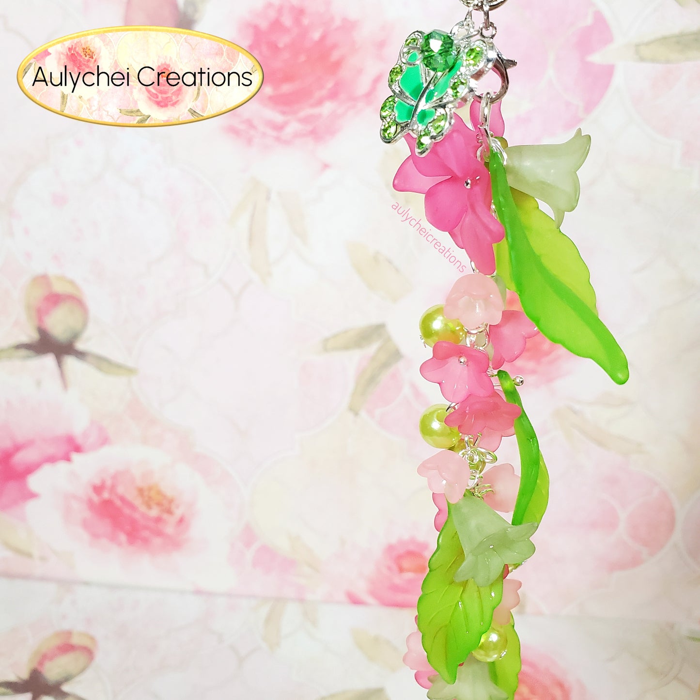 Magenta Butterfly 3D Acrylic Flower Keychain