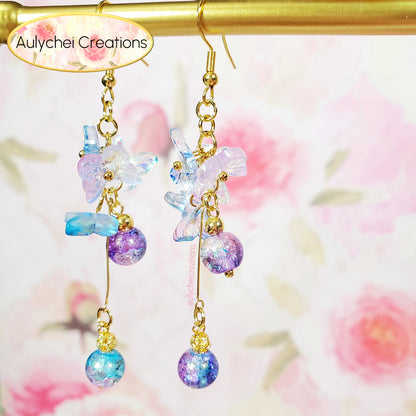 Multi-Color Glass Butterfly Dangle Earrings