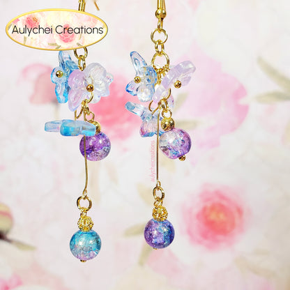 Multi-Color Glass Butterfly Dangle Earrings