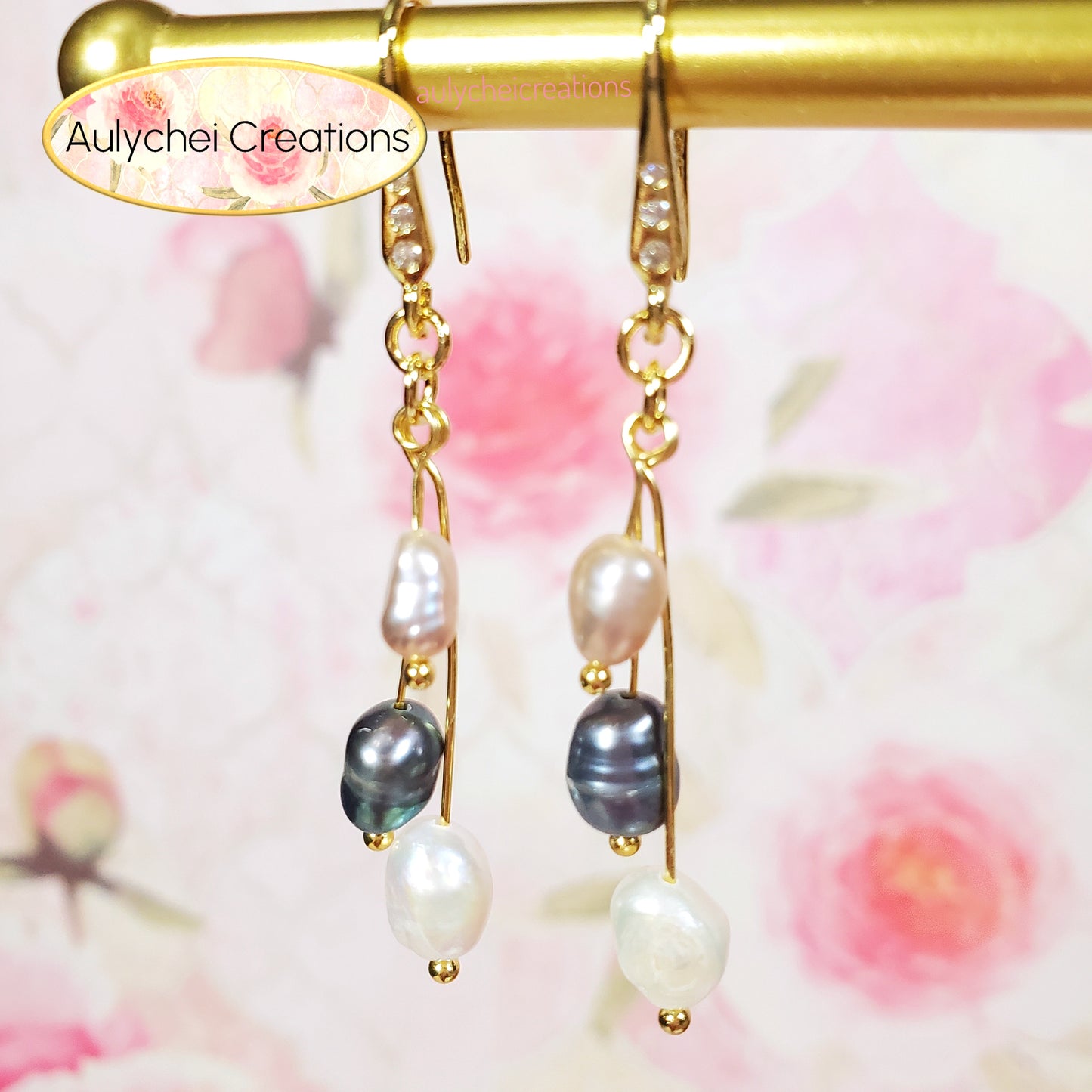 Multi-Color Freshwater Cultured Pearl Hook Earrings