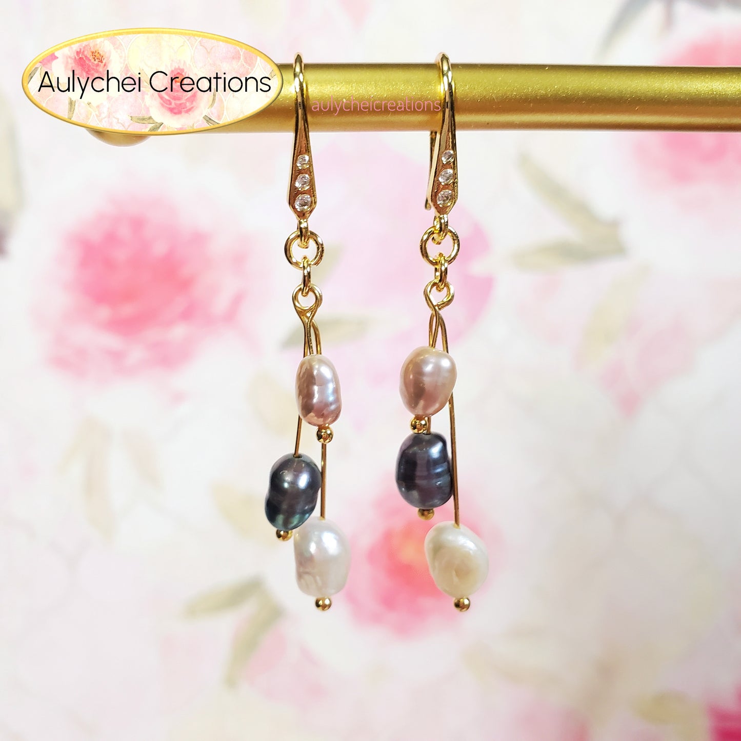 Multi-Color Freshwater Cultured Pearl Hook Earrings