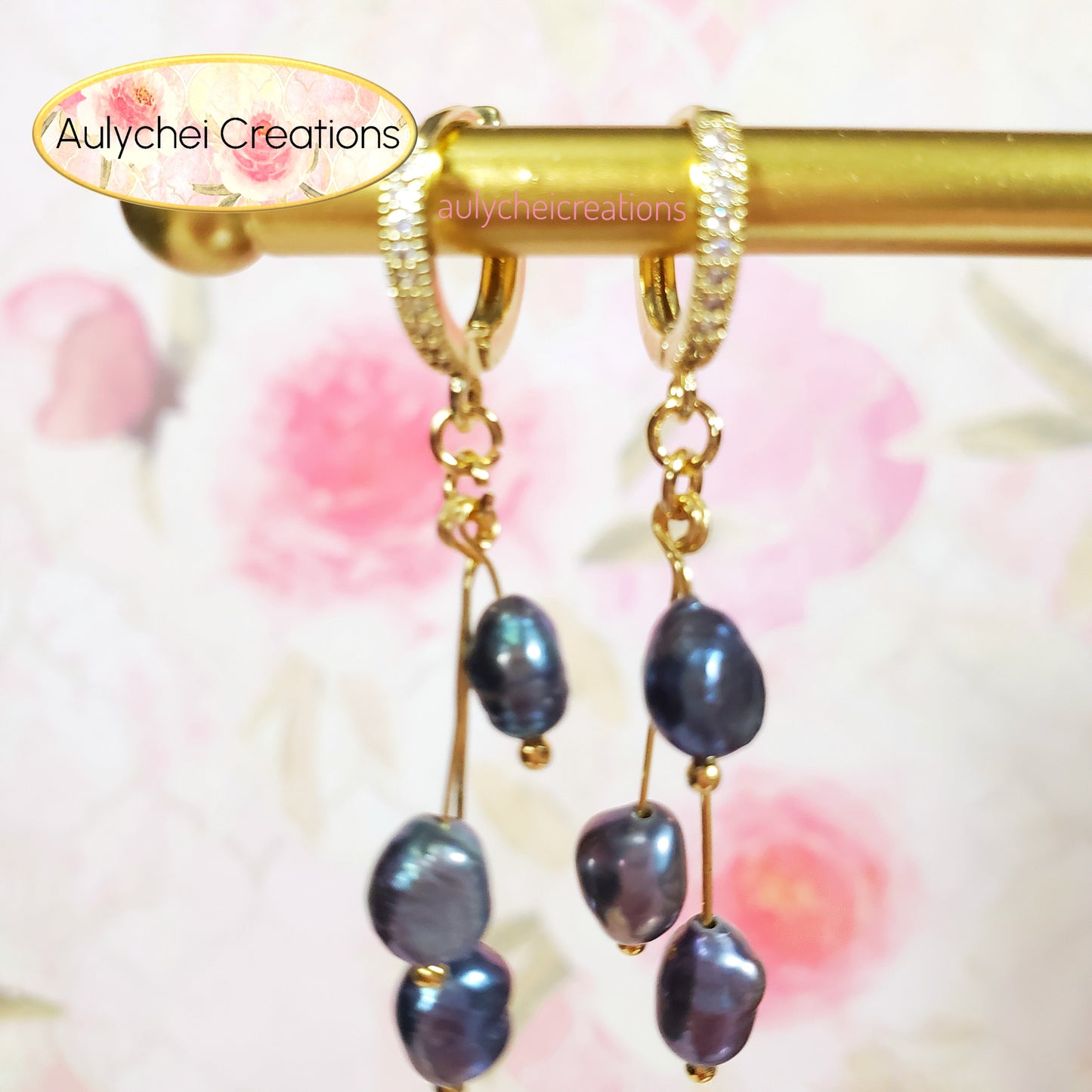 Blue Freshwater Cultured Pearl Hook Earrings