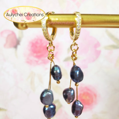 Blue Freshwater Cultured Pearl Hook Earrings