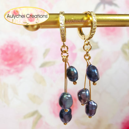 Blue Freshwater Cultured Pearl Hook Earrings