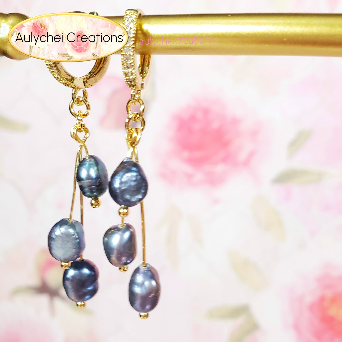 Blue Freshwater Cultured Pearl Hook Earrings