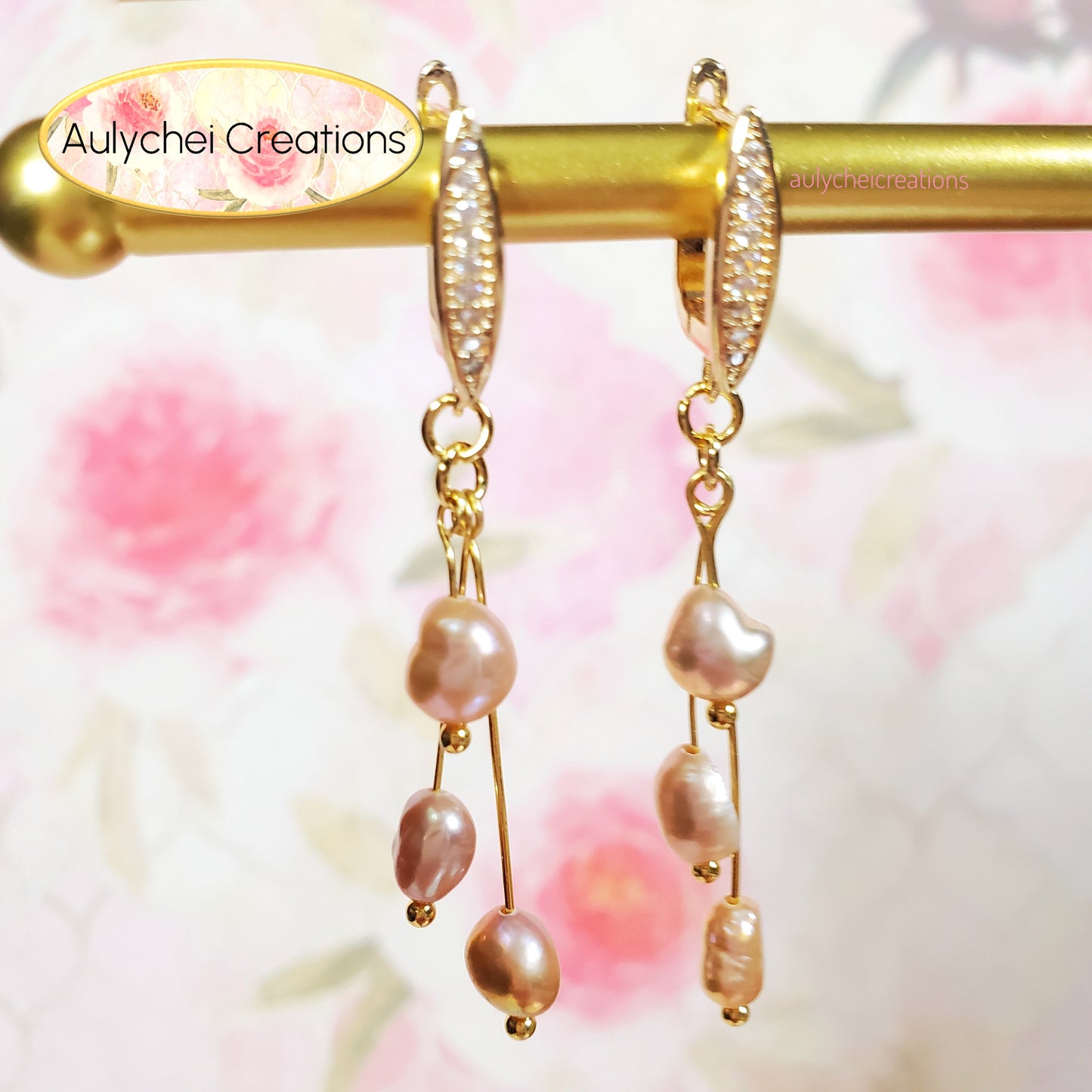 Pink Freshwater Cultured Pearl Hook Earrings