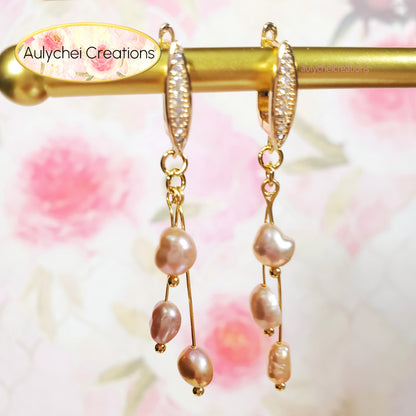 Pink Freshwater Cultured Pearl Hook Earrings