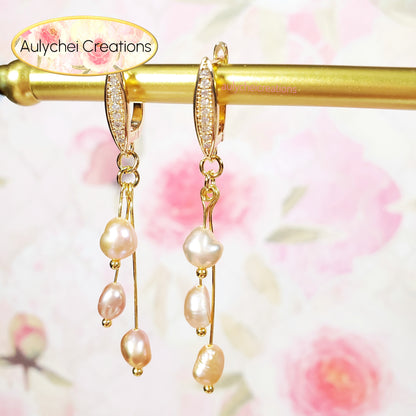 Pink Freshwater Cultured Pearl Hook Earrings
