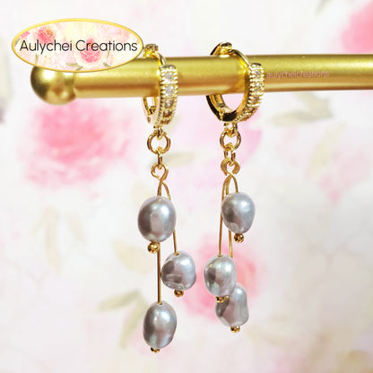 Silver Freshwater Cultured Pearl Hook Earrings