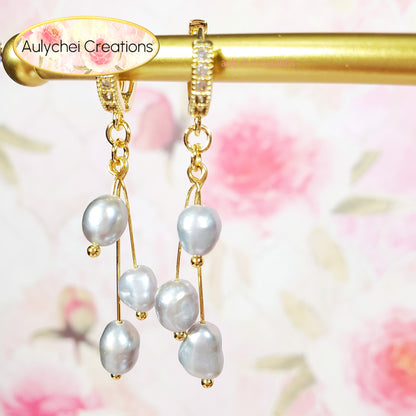 Silver Freshwater Cultured Pearl Hook Earrings