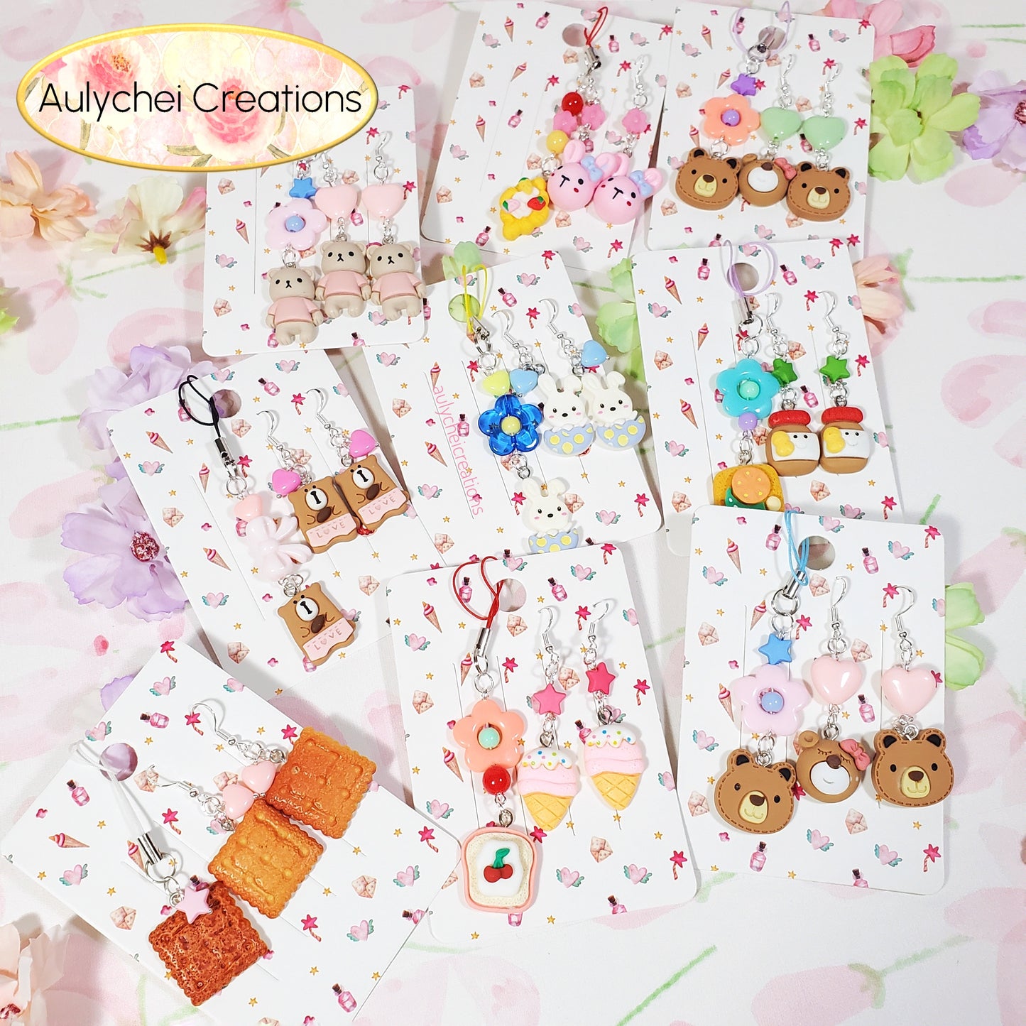 Aulychei Cutie Accessories Party Pack - Cute Peanut Jar Earrings, Cute Toast Charm Keychain