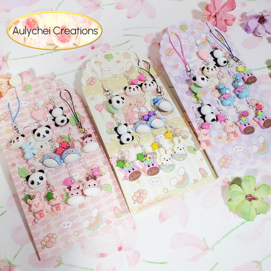 Aulychei Mega Accessories Party Pack C - 4 Pairs Cute Animal Earrings, 2 Cute Animal Phone Charm