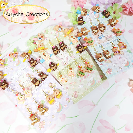 Aulychei Mega Accessories Party Pack 02 - 3 Pairs Cute Animal Earrings, 8 Cute Animal Hair Clips