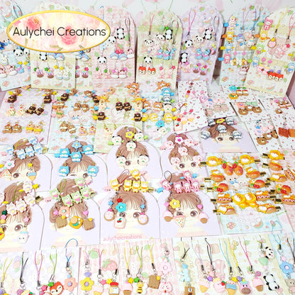 Aulychei All Girls Accessories Party Pack C - Cute Blue Animal Hair Clips, Keychain, Earrings