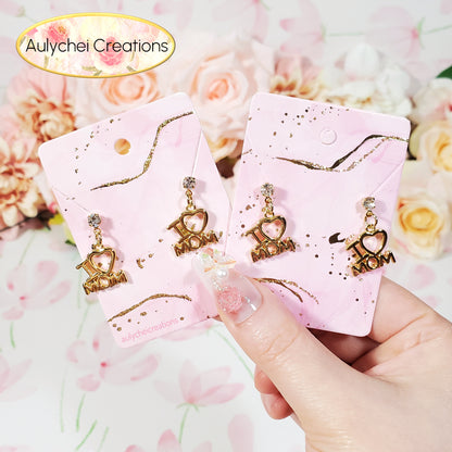 I LOVE MOM 18K Gold-Plated Stud Earrings