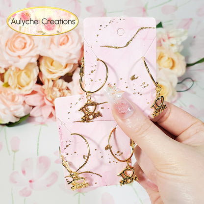 I LOVE MOM 18K Gold-Plated Hoop Earrings