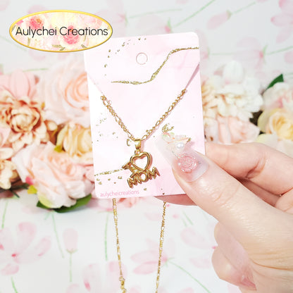 I LOVE MOM 18K Gold-Plated Figaro Chain Pendant Necklace