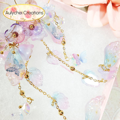 Purple Fairy Glass Flower Dangle Earrings