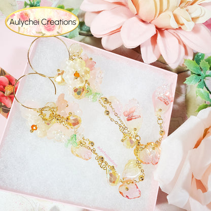 Golden Fairy Glass Flower Dangle Earrings