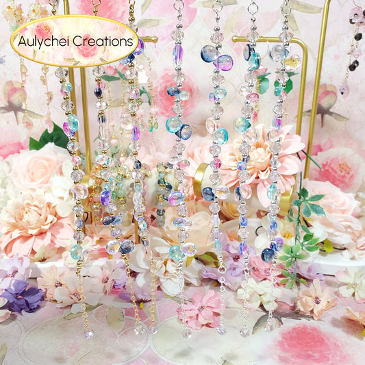 Glass Water Bead Silver Chain Bracelet 02