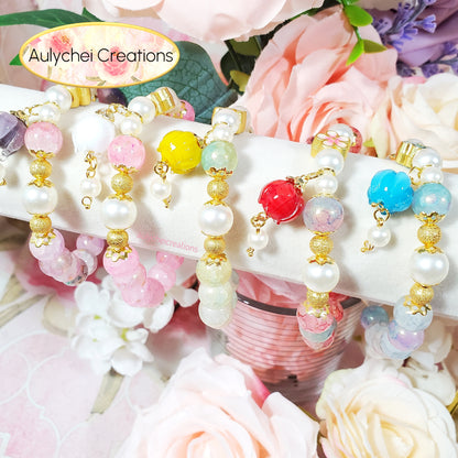 Blue Glass Lantern Beaded Charm Bracelet