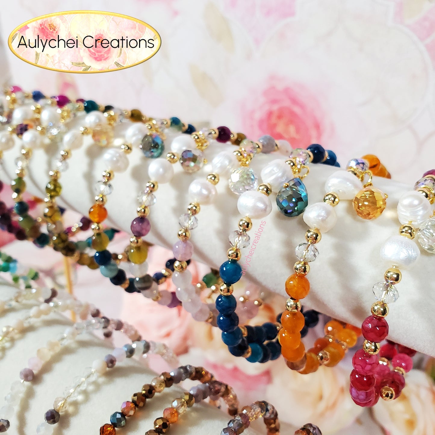 Multi-Colored Pink Healing Gemstone Beaded Wrap Bracelet