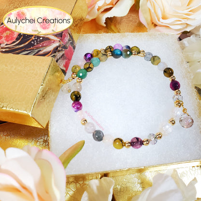 Multi-Color Healing Gemstone Beaded Wrap Bracelet