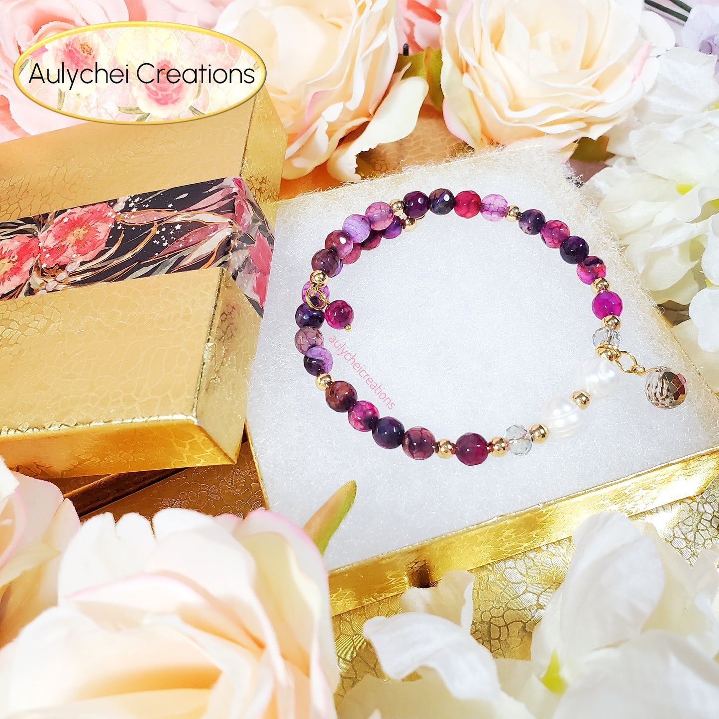 Dark Magenta Healing Gemstone Beaded Wrap Bracelet