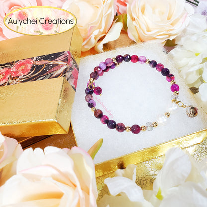 Dark Magenta Healing Gemstone Beaded Wrap Bracelet