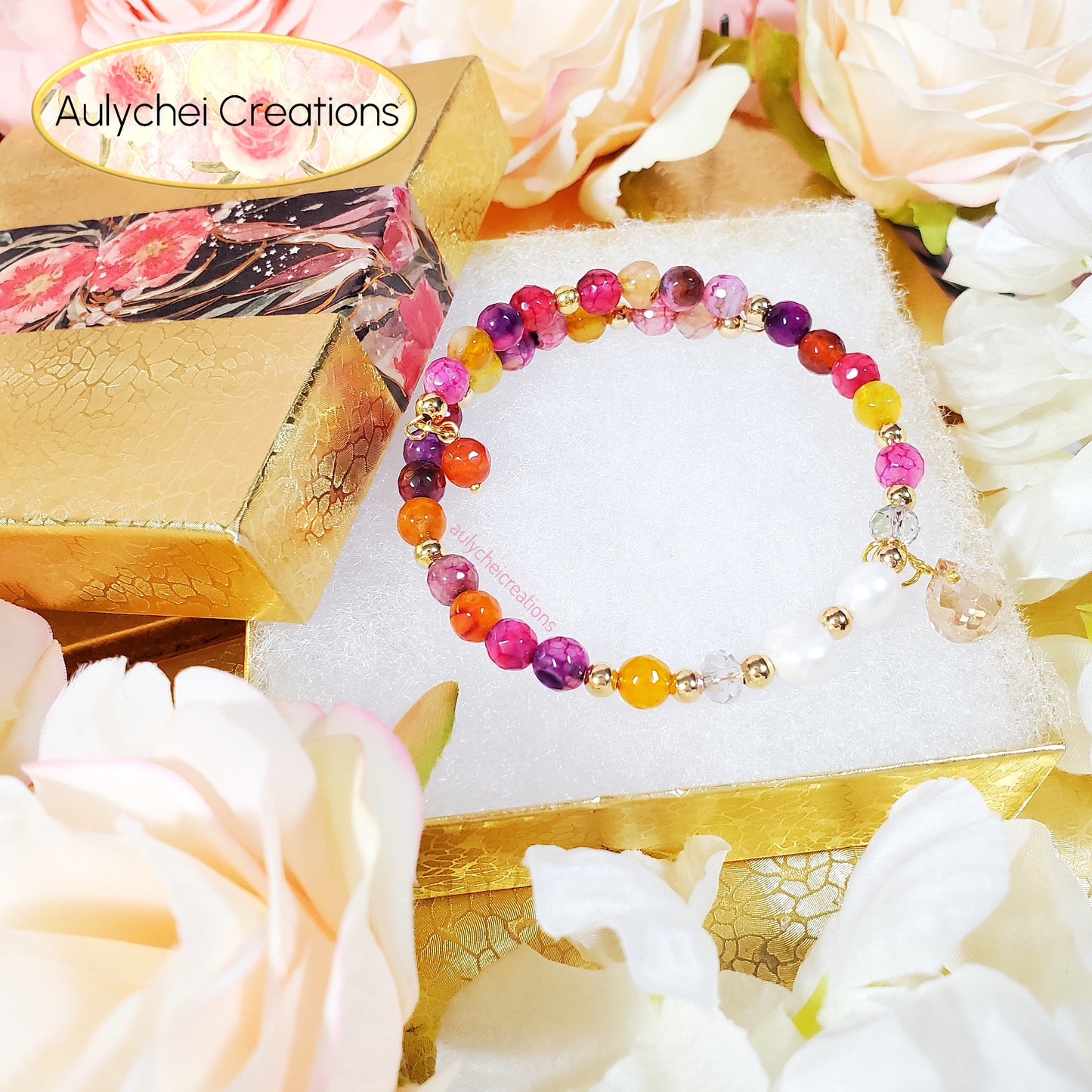 Multi-Colored Pink Healing Gemstone Beaded Wrap Bracelet