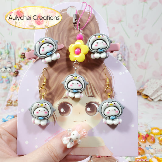 Aulychei All Girls Accessories Fun Pack F - Cute Penguin Hair Clips, Penguin Keychain, Penguin Earrings for sale