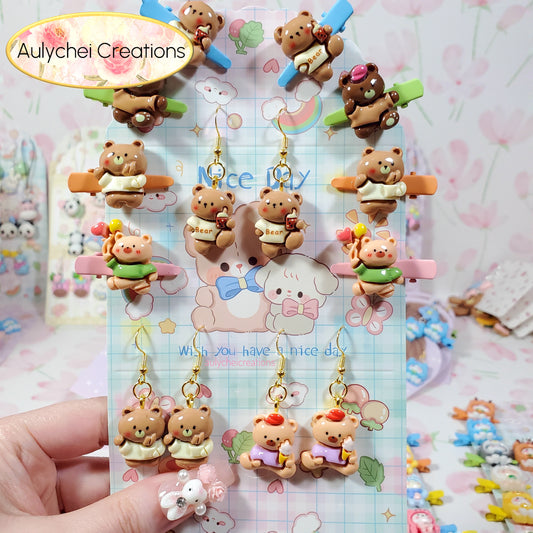 Aulychei Mega Accessories Party Pack 02 - 3 Pairs Cute Animal Earrings, 8 Cute Animal Hair Clips for sale