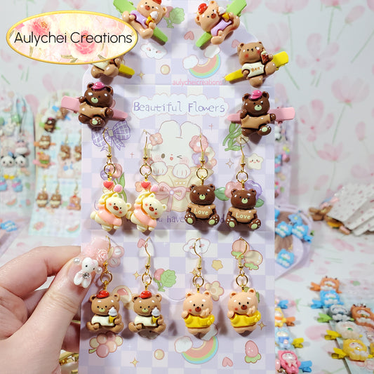 Aulychei Mega Accessories Party Pack 03 - 4 Pair Cute Animal Earrings, 6 Cute Animal Hair Clips for sale
