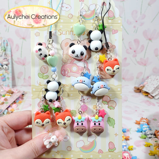 Aulychei Mega Accessories Party Pack B - 4 Pairs Cute Animal Earrings, 2 Cute Animal Phone Charm for sale