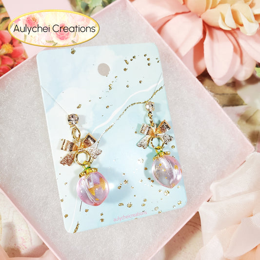 Clear Light Pink Glass Peach Stud Earrings