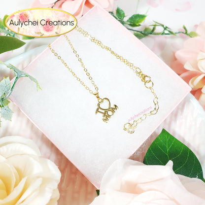 I LOVE MOM 18K Gold-Plated O-Shape Chain Necklace for sale