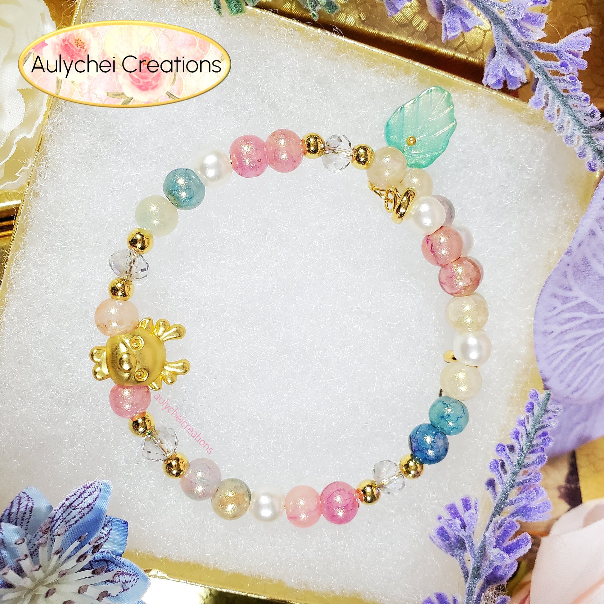 Multi-Color Glass Beaded Enamel Deer Wrap Bracelet