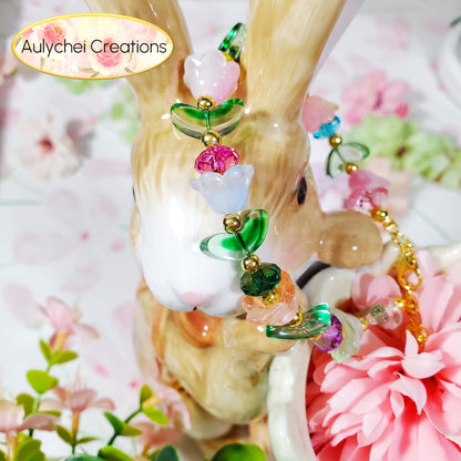 Multi-Color Tulip Lily Flower Glass Beaded Bracelet 03 for sale